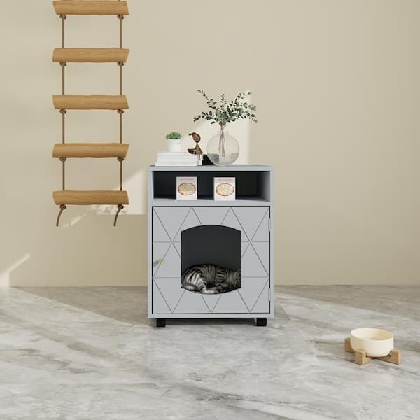 Unbranded Pet House Hidden Cat Home Side Table Suitable for Bedroom Living Room Study and Other Spaces in Gray