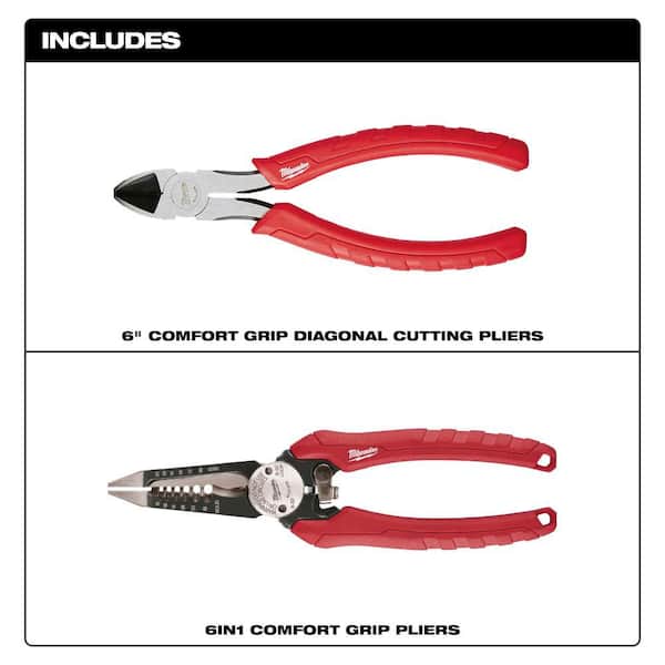 6" Comfort Grip Diagonal Cutting Pliers and Comfort Grip 6in1 Pliers