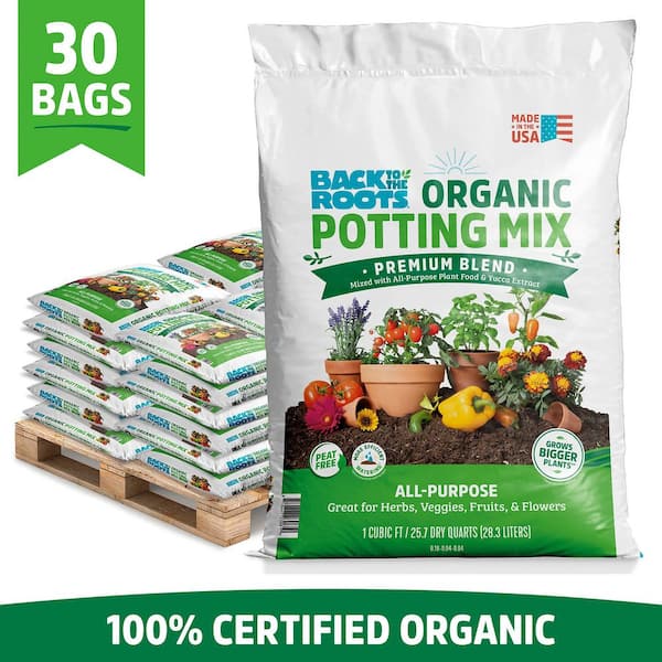 Organic Bulk Potting Mix Soil (30 1 cu. ft. Bags) Peat-Free, Blended with Organic Fertilizer