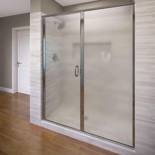 Infinity 46 in. x 76-1/8 in. Semi-Frameless Hinged Shower Door in Chrome with AquaglideXP Clear Glass