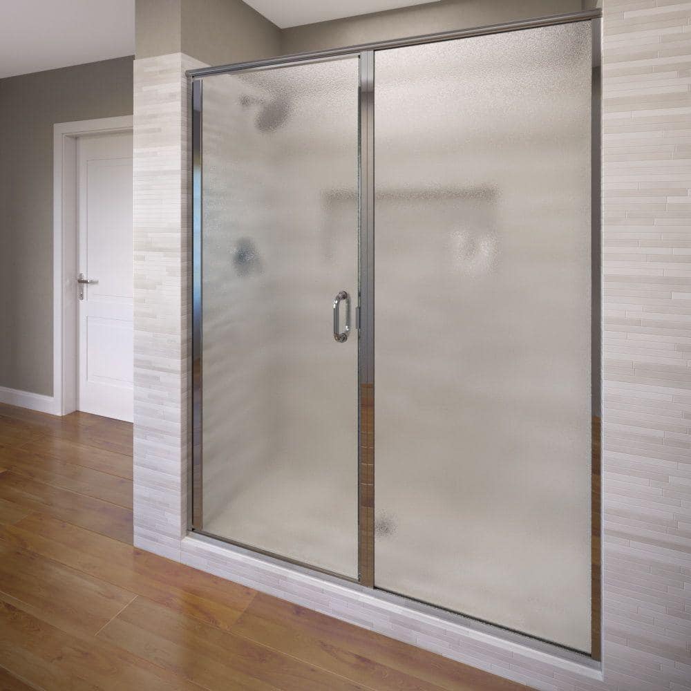 Infinity 59 in. x 76-1/8 in. Semi-Frameless Hinged Shower Door in Chrome with Clear Glass price history on PriceWatchPro