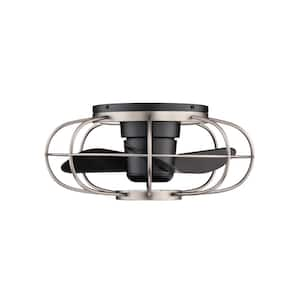 Aella 22 in. Smart Indoor/Outdoor Brushed Nickel Matte Black 3-Blade Flush Mount Ceiling Fan 3000K Integrated LED+Remote