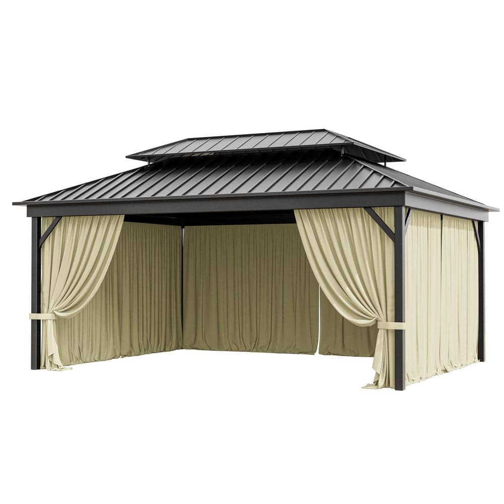 12 ft. x 16 ft. Universal Outdoor Privacy Curtains, Gazebo Replacement with Zipper Light Yellow (4-Side Curtain Only) price history on PriceWatchPro