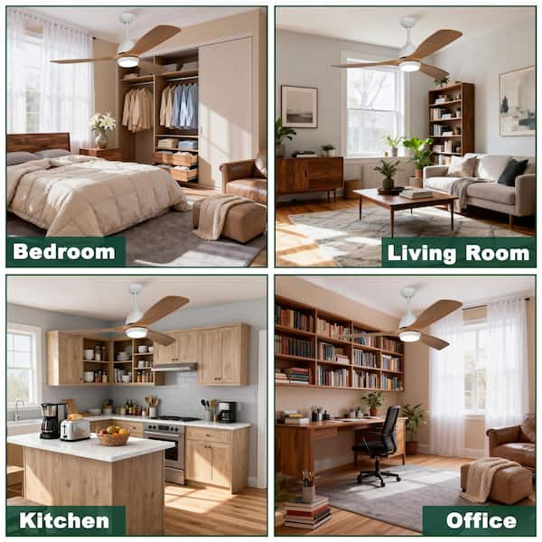 Jushua 52 in. Indoor White Downrod Mount Ceiling Fan with Light