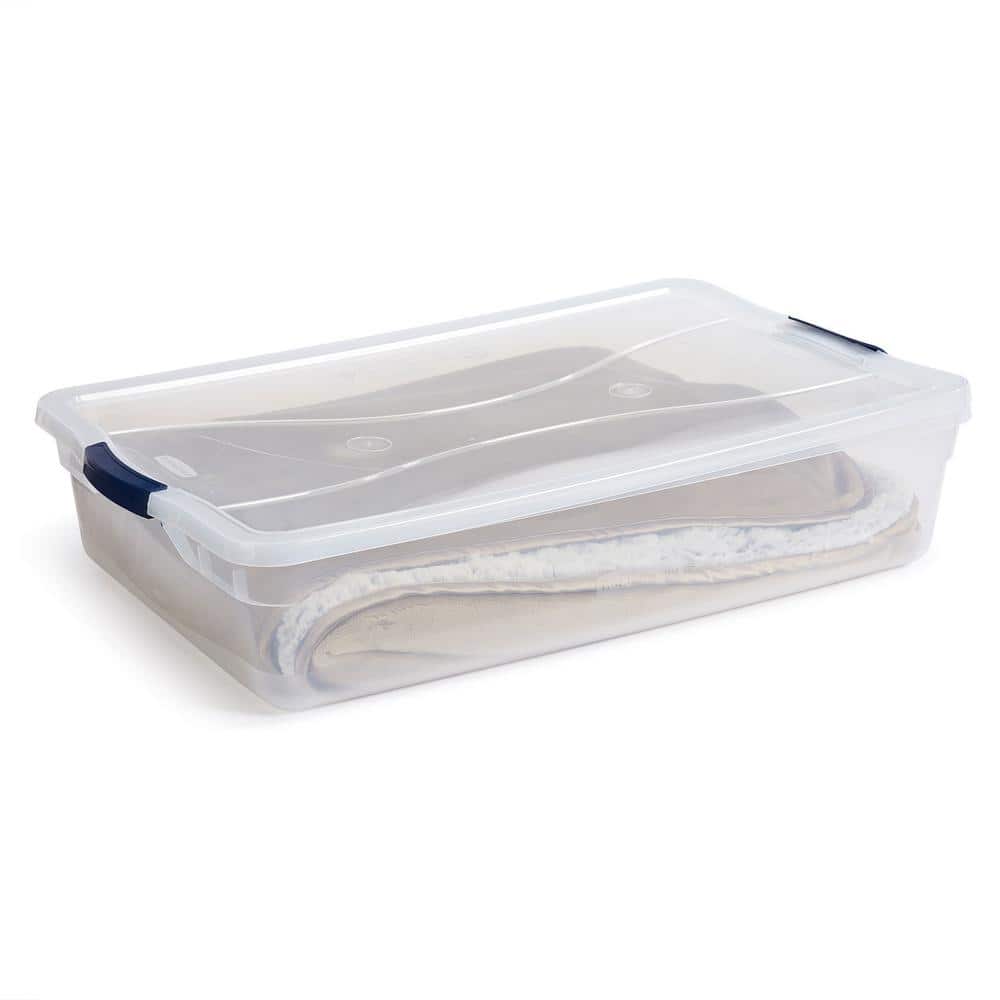 Clear Stackable Plastic Storage Bins with Latching Lids, 41 Qt, 4-Pack