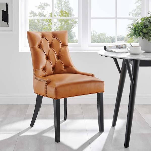 Regent Tufted Faux Leather Dining Chair in Tan