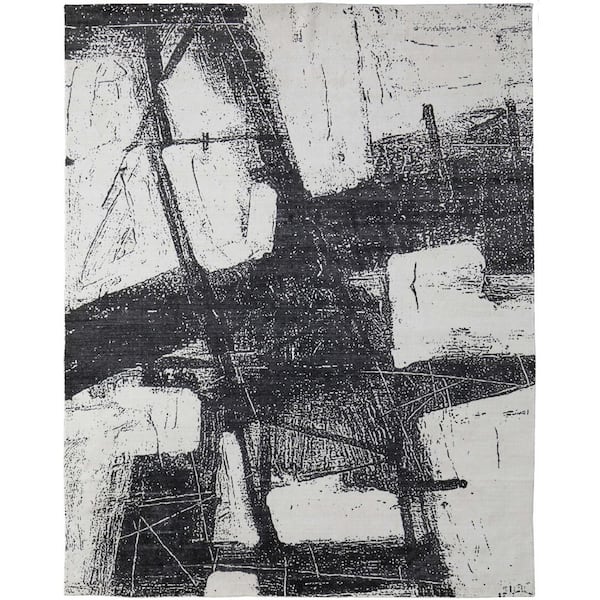 8 ft. x 10 ft. Black and Gray Abstract Hand Woven Area Rug
