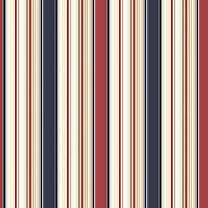 Smart Stripes 2 Barcode Stripe Wallpaper in Red, Blue, Beige and White