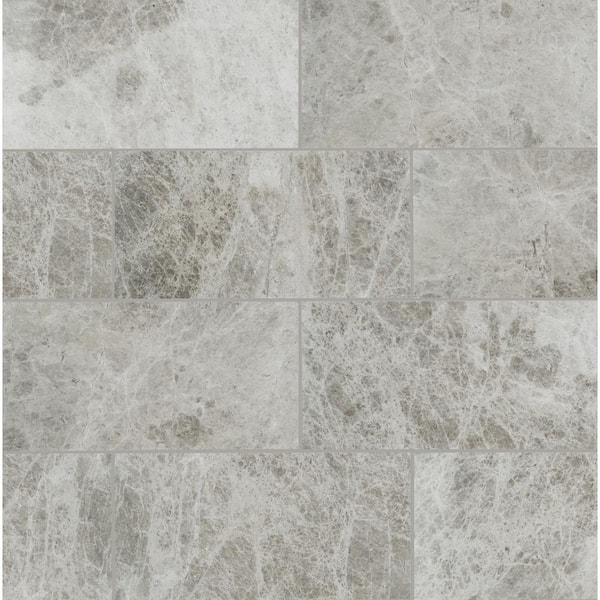 MSI Tundra Gray 12 in. x 24 in. Polished Marble Floor and Wall Tile Each (2 sq. ft./each)