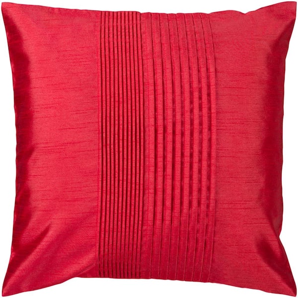 Livabliss Virgili Bright Red Solid Polyester 18 in. x 18 in. Throw Pillow