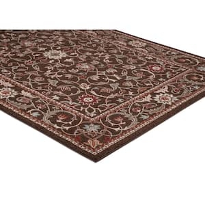 Chester Flora Brown 5 ft. Round Area Rug