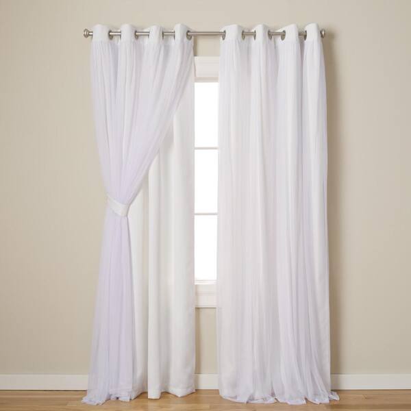 EXCLUSIVE HOME Talia Winter White Solid Lined Room Darkening Grommet Top Curtain, 52 in. W x 108 in. L (Set of 2)