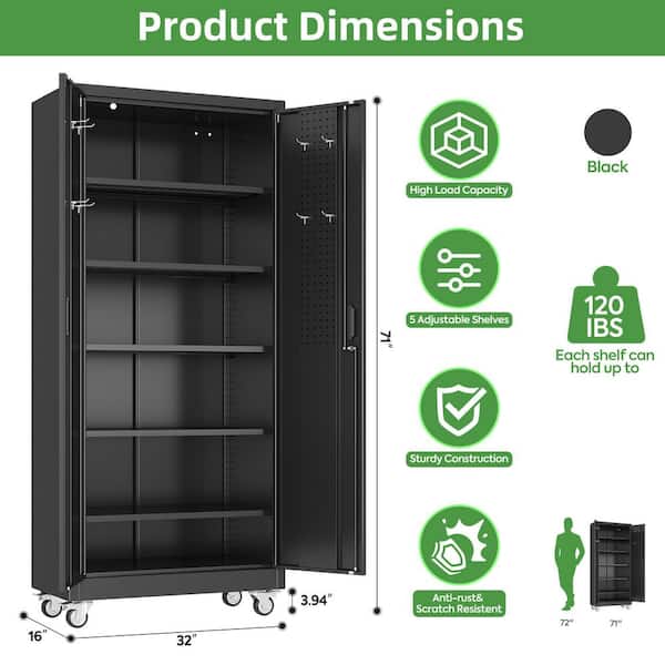 Kaikeeqli 32 in.W x 71 in.H x 16 in.D Steel Rolling Freestanding