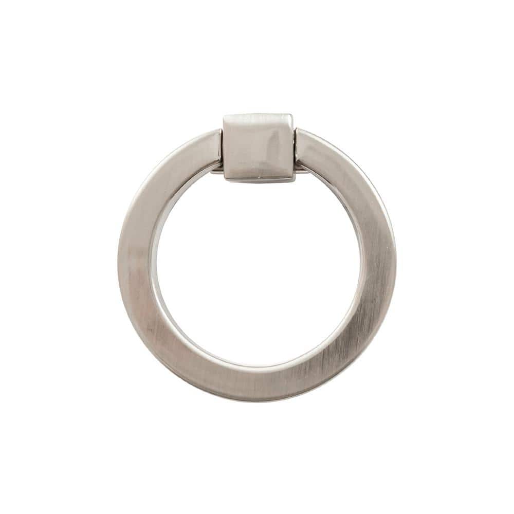 Brushed Nickel Modern Ring Pull with Mounting Hardware