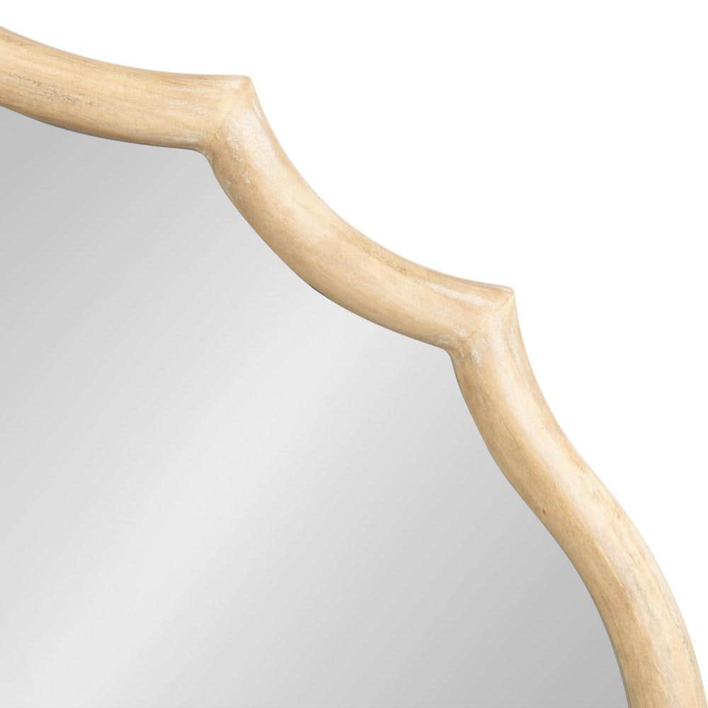 Natural Wood Scalloped Oval Wall Mirror 24x36