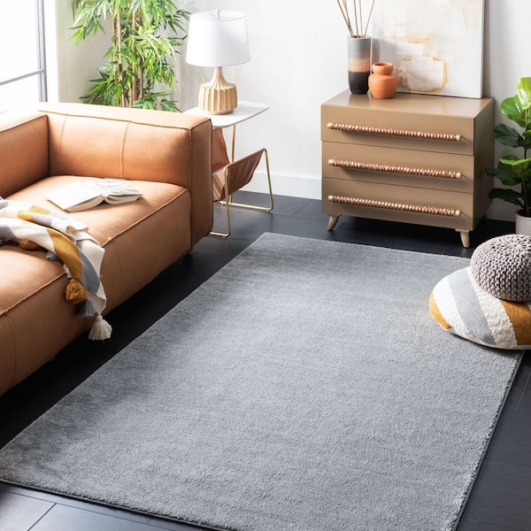 Non-Slip 8 ft. x 10 ft. Gray Solid Color Area Rug