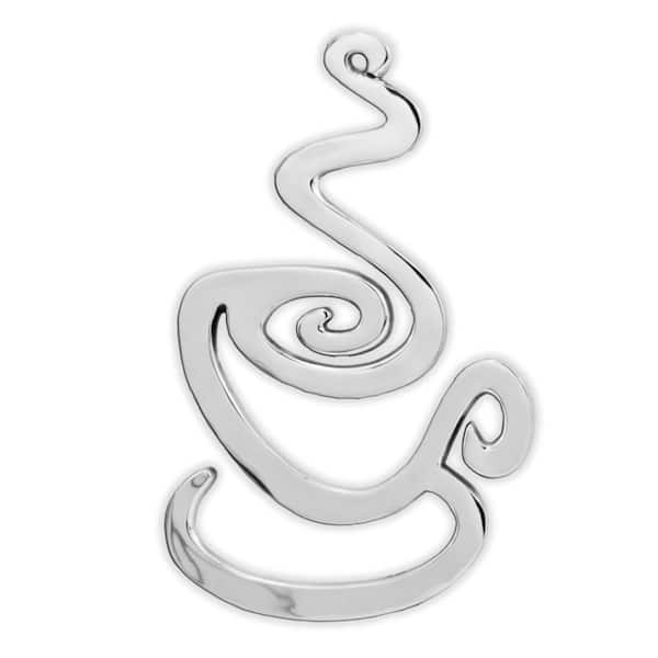HomeRoots 0.5 in. x 19.5 in. Silver Silver Cast Aluminum Coffee Cup Wall Art 1-Piece