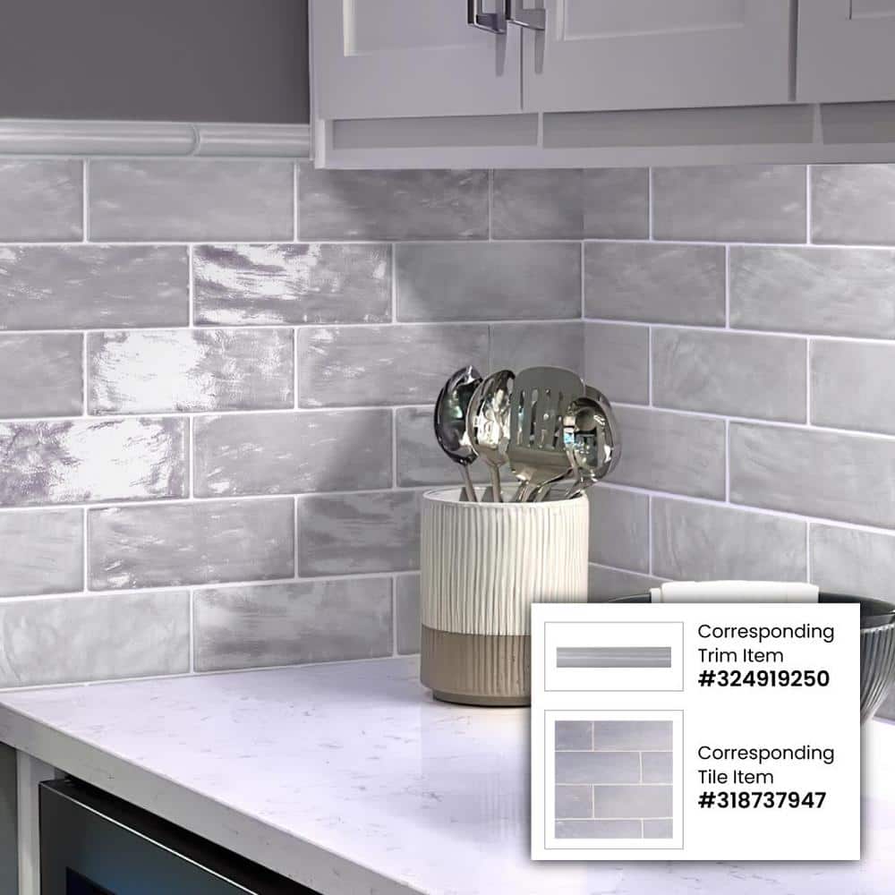Gray Polished Ceramic Subway Mosaic Tile 2.5 x 8 Inch