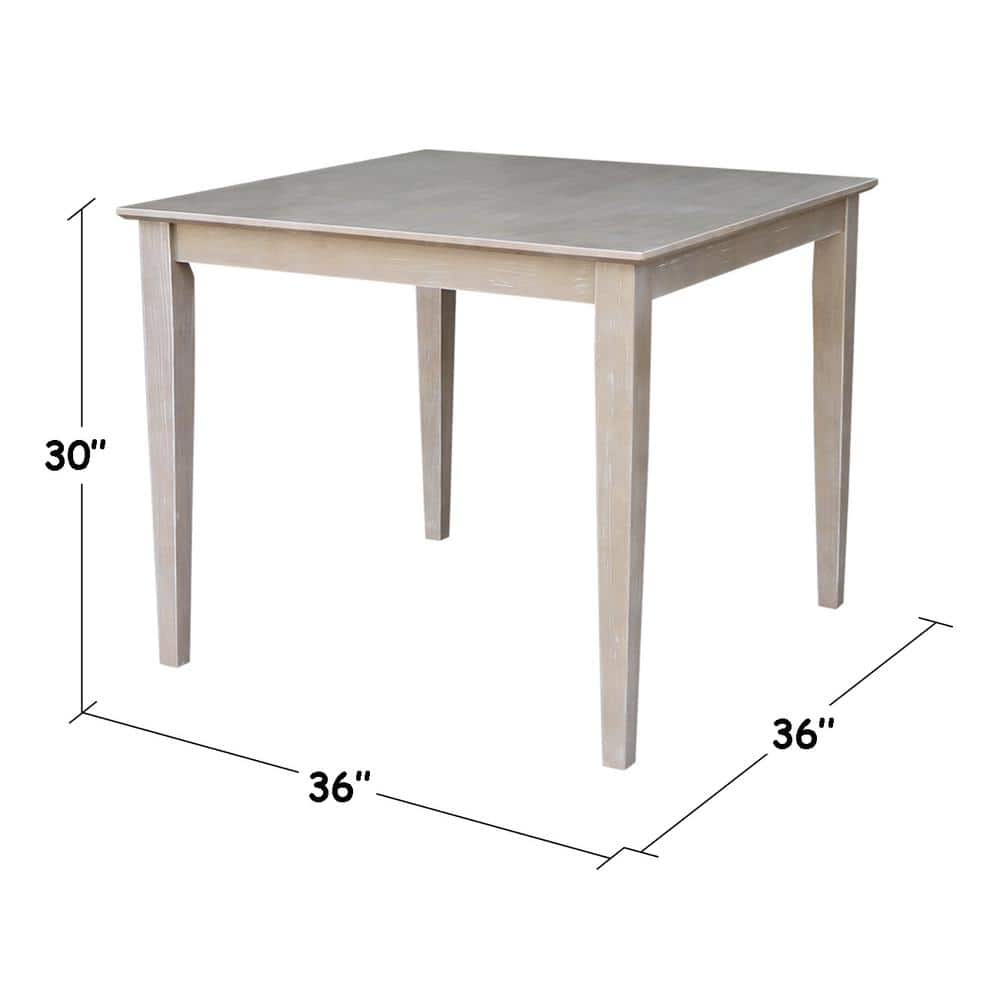 Elegant Weathered Gray Solid Wood 36" Square Dining Table