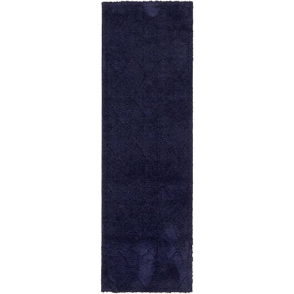 Unique Loom Trellis Shag Diamond Navy Blue 2' 0 x 6' 7 Runner Rug