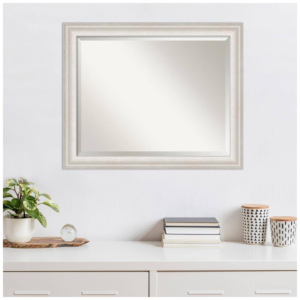 Trio White Wash Silver Rectangular Wall Mirror