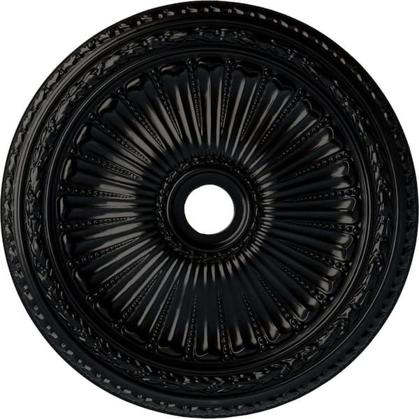 Ekena Millwork 2-1/2" x 35-1/8" x 35-1/8" Polyurethane Viceroy Ceiling Medallion, Hand-Painted Jet Black