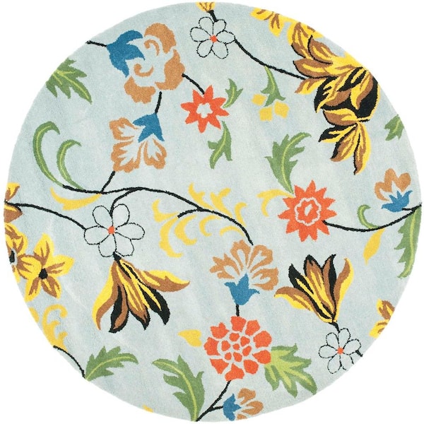 SAFAVIEH Soho Blue/Multi 6 ft. x 6 ft. Round Area Rug