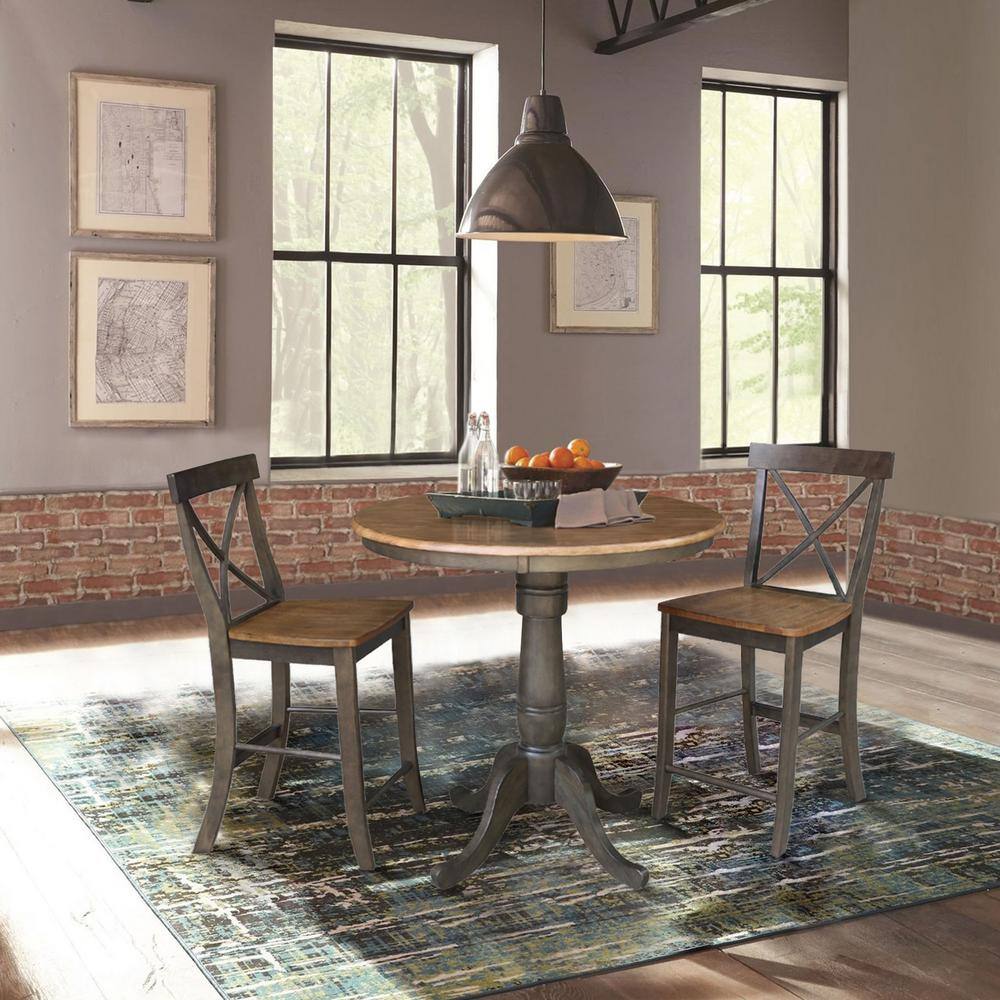 Hickory Washed Coal Solid Wood Traditional Counter Stool