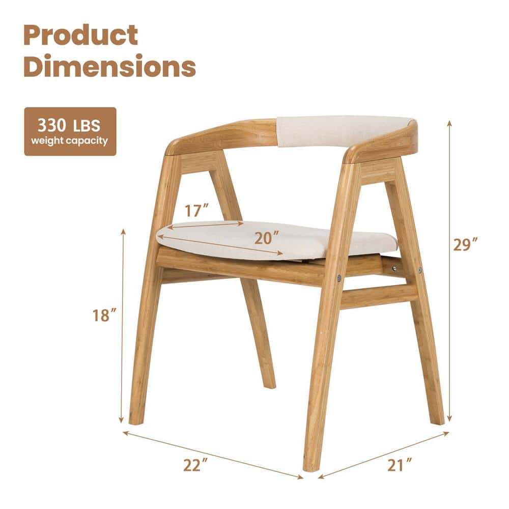 Beige Bamboo Upholstered Low Slat Accent Chair