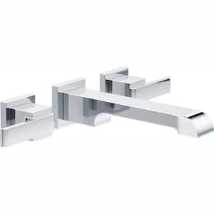 Ara 2-Handle Wall Mount Bathroom Faucet Trim Kit in Chrome (Valve Not Included)