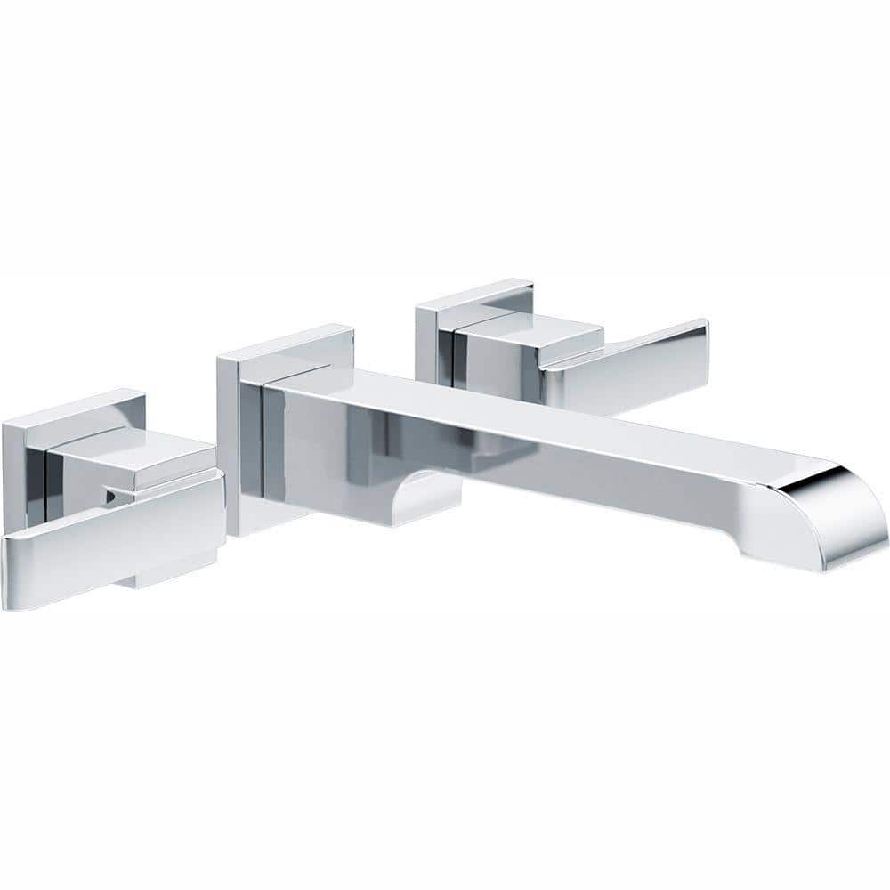 Elegant 13 3/4" Chrome Brass Wall-Mounted Modern Bathroom Faucet
