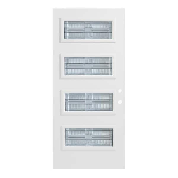 Stanley Doors 36 in. x 80 in. Seattle 4 Lite Painted White Left-Hand Inswing Steel Prehung Front Door