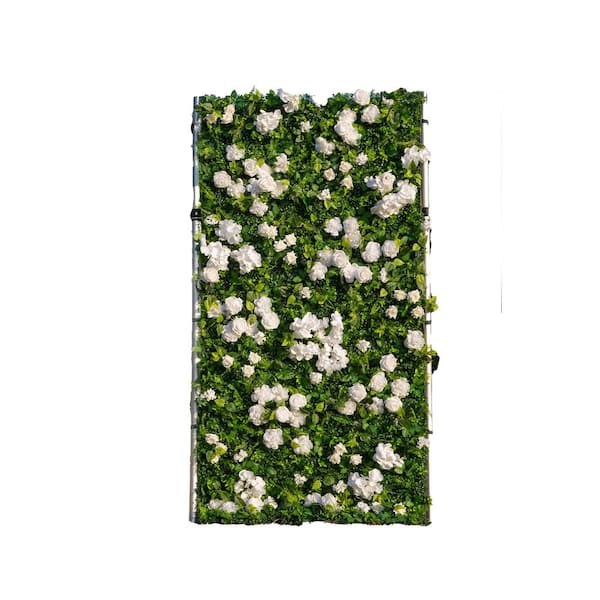 94.5 in. H 3D Artificial Floral Hedge Panel 2 pcs Pink Silk Flower