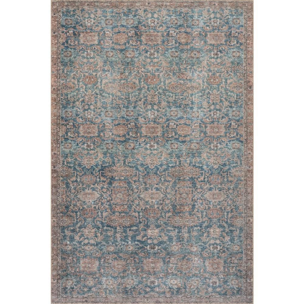 Ethellie Vintage and Distressed Washable Blue 8 ft. x 10 ft. Indoor Area Rug price history on PriceWatchPro
