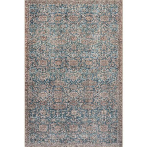 Ethellie Vintage and Distressed Washable Blue 8 ft. x 10 ft. Indoor Area Rug