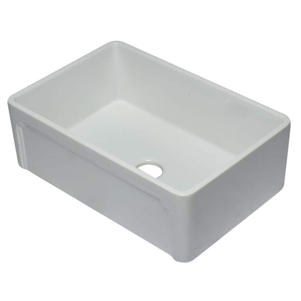 30'' White Fireclay Single Bowl Farmhouse Sink