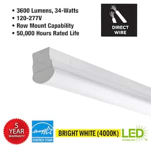 4 ft. 64-Watt Equivalent Integrated LED White Strip Light Fixture 4000K Bright White 3600-Lumens Direct Wire (8-Pack)