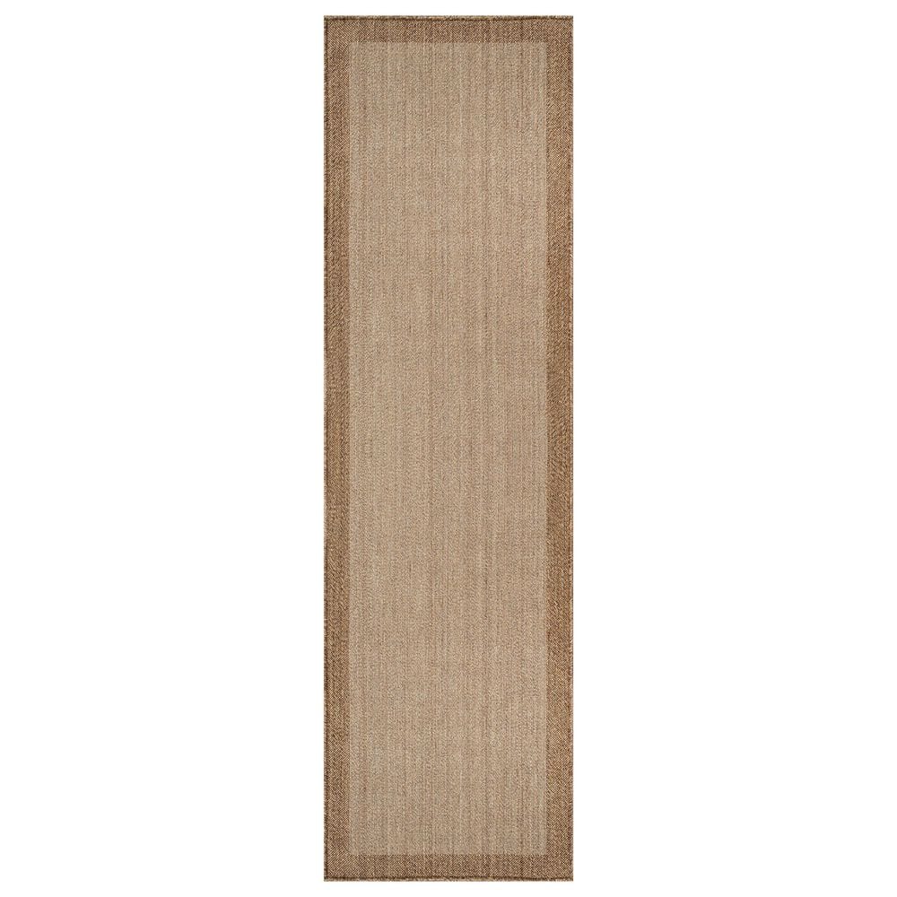 Geometric Border Sand/Natural Easy-Care Jute-Style Indoor/Outdoor Flat Woven Area Rug 2 ft. 3 in. x 6 ft. Sand price history on PriceWatchPro