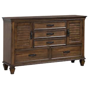 Brown 5-Drawer 64 in. Wide Dresser Without Mirror