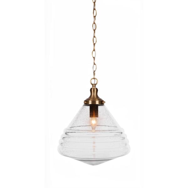 Unbranded Alton 60-Watt 1-Light New Age Brass Shaded Mini Pendant Light with Glass Shade