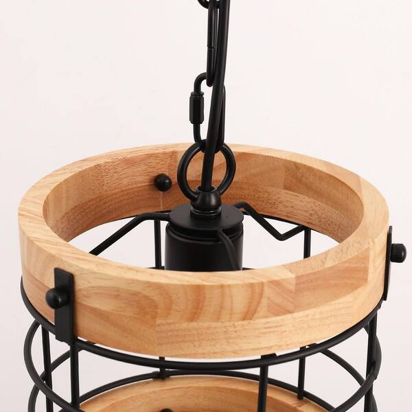 Briignite 8 in.1 Light Industrial Single Pendant Light White Wood