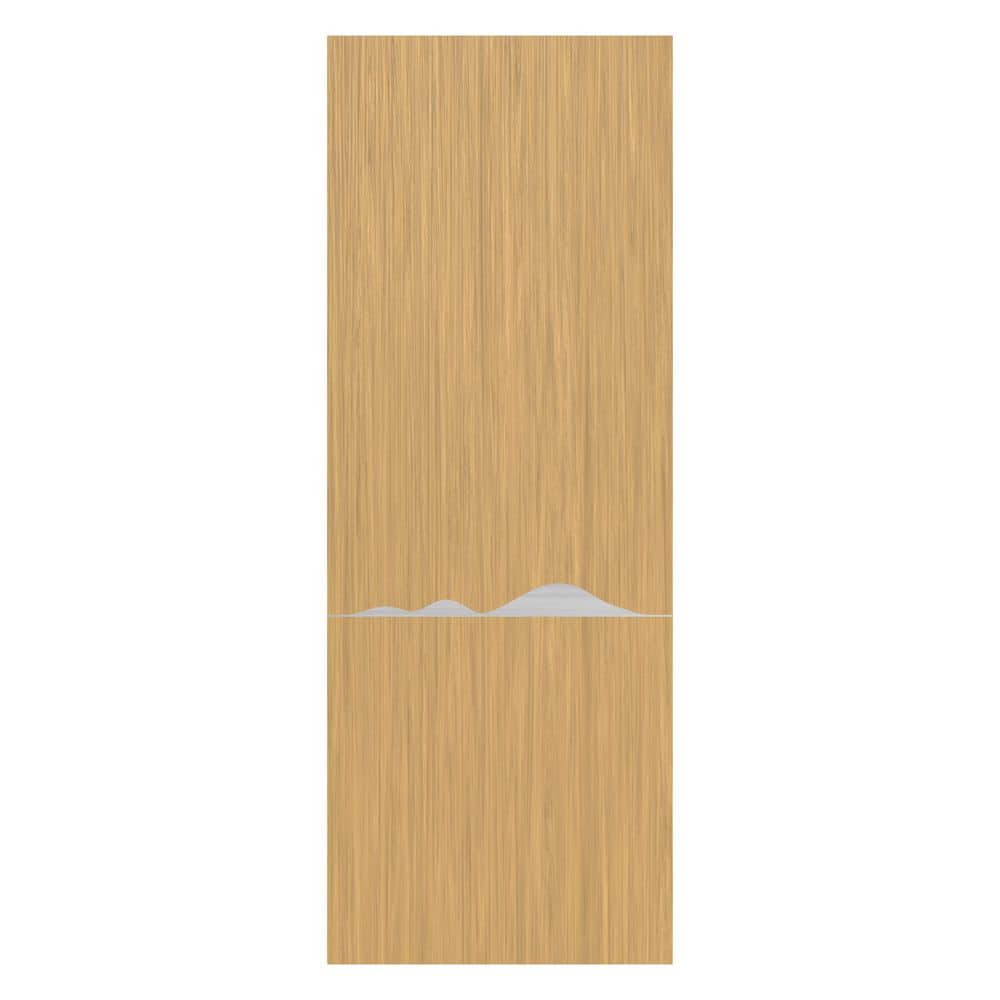 24 in. x 96 in. Julia Prefinished Solid Core Sandy Oak Natural Wood Veneer Interior Door Slab with Matte Silver Inserts price history on PriceWatchPro