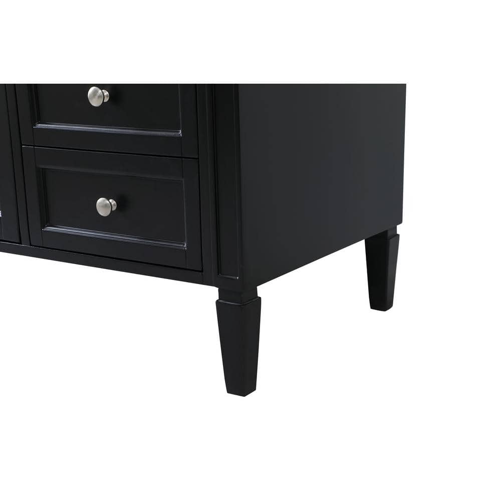 Park Avenue 60" Black Solid Wood Marble Single Bathroom Vanity