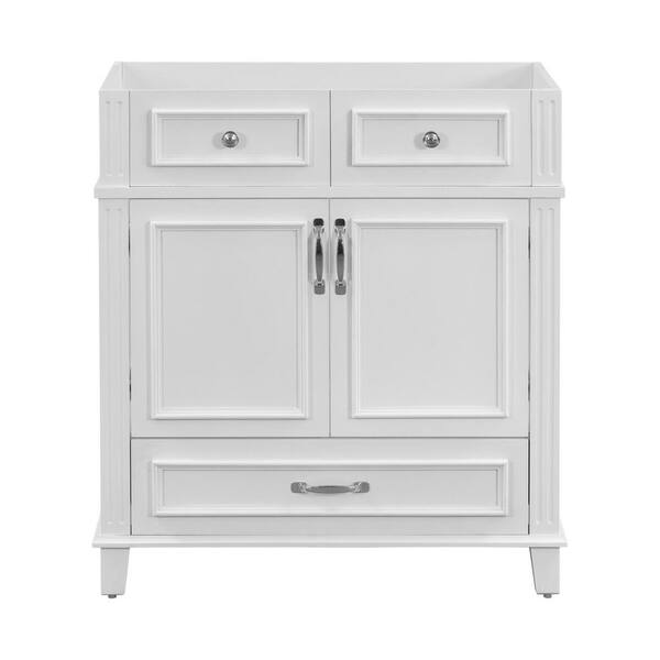 Unbranded 29.37 in. Bath Vanity Cabinet without Top in White, Frame Bathroom Storage Cabinet Only with Soft Closing Doors