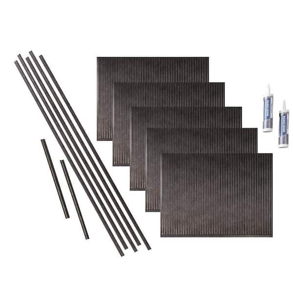 Fasade Rib 18 in. x 24 in. Smoked Pewter Vinyl Decorative Wall Tile Backsplash 15 sq. ft. Kit