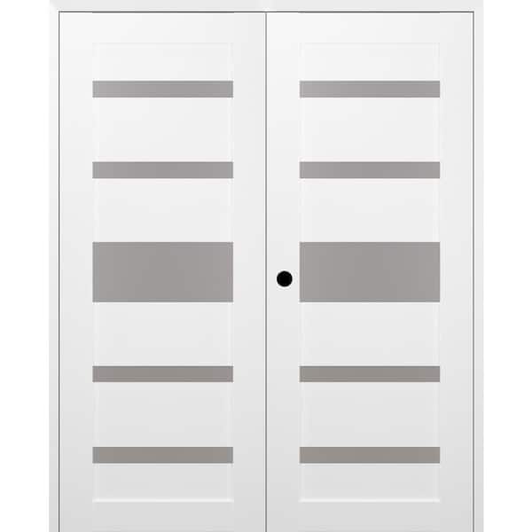 Belldinni Gina 72 in. x 80 in. Right Hand Active 5-Lite Bianco Noble Wood Composite Double Prehung Interior Door