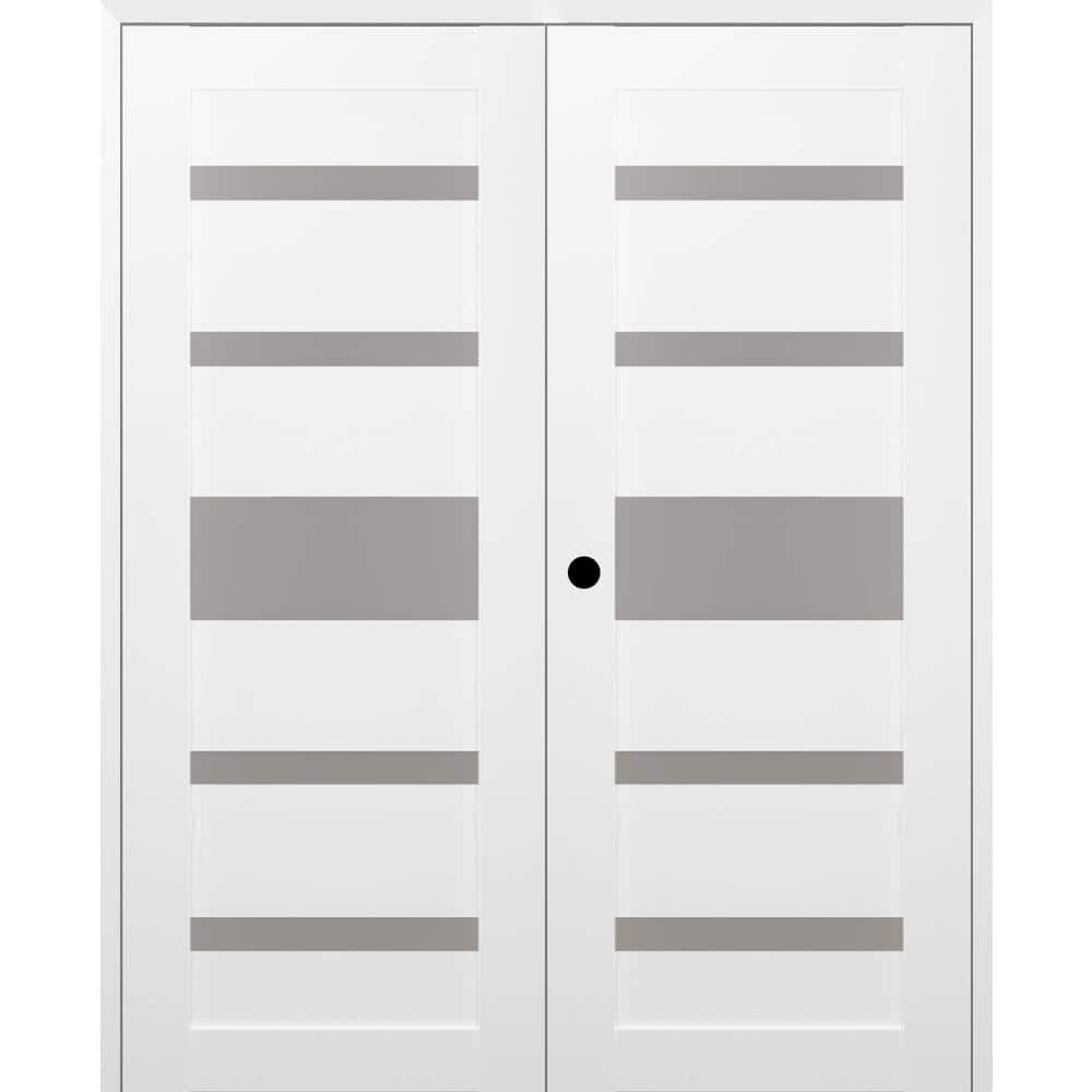 Gina 36 in. x 80 in. Right Hand Active 5-Lite Bianco Noble Wood Composite Double Prehung Interior Door price history on PriceWatchPro