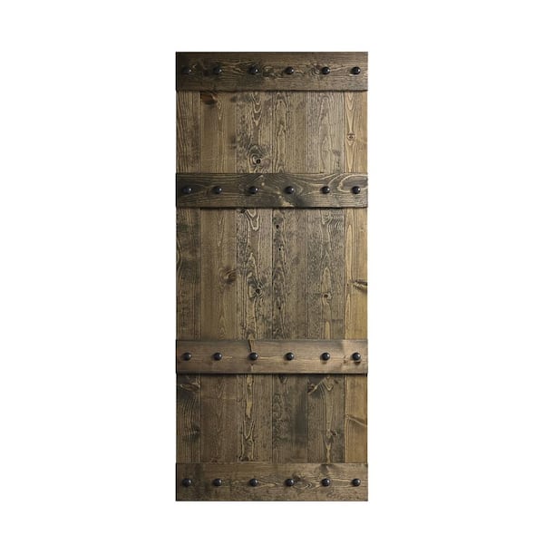 COAST SEQUOIA INC Castle Series 36 in. x 84 in. Aged Barrel Finish Knotty Pine Wood Barn Door Slab