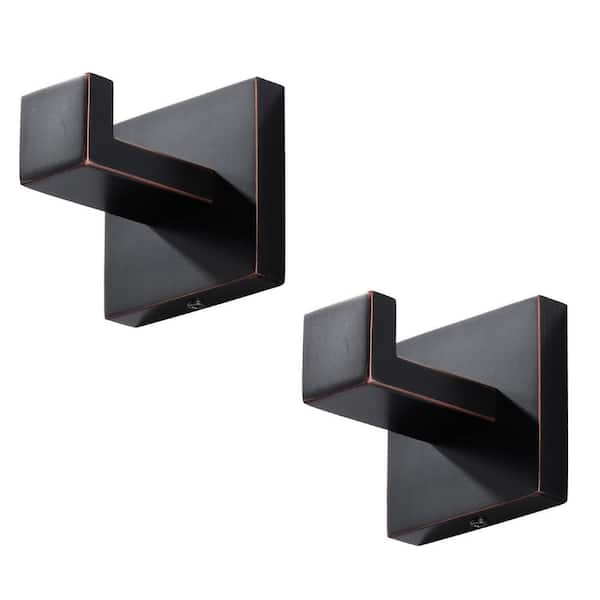 Stainless Steel Wall-Mounted J-Hook Bathroom Robe/Towel Hook in Oil Rubbed Bronze (2-Pack)