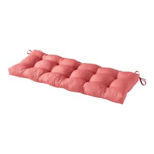 Solid Rectangle Outdoor Bench Cushion in Coral